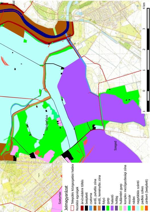 12. ábra: Az Alsó-Tiszavölgy különleges madárvédelmi terület kezelési egységei - Tisza, Algyő 12. ábra: Az Alsó-Tiszavölgy különleges madárvédelmi terület kezelési egységei - Tisza, Algyő