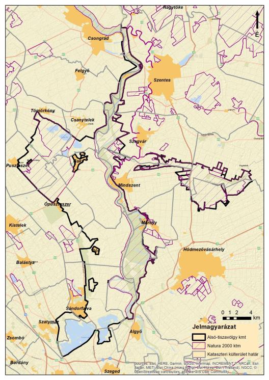 19. ábra: A tervezési terület és az átfedő különleges természetmegőrzési területek (Natura 2000 ktm) áttekintő térképe (2019.) 19. ábra: A tervezési terület és az átfedő különleges természetmegőrzési területek (Natura 2000 ktm) áttekintő térképe (2019.)