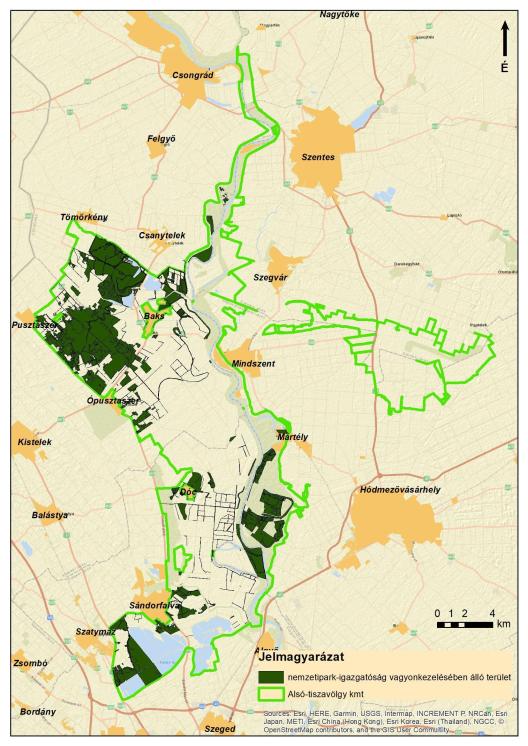 21. ábra: A Kiskunsági Nemzeti Park Igazgatóság vagyonkezelésében álló területek (2019.) 21. ábra: A Kiskunsági Nemzeti Park Igazgatóság vagyonkezelésében álló területek (2019.)